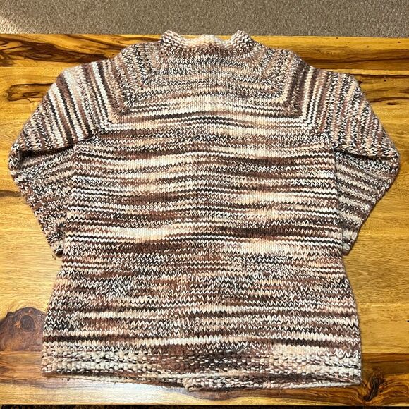Vintage Hand Knit Cardigan Sweater 1-of-1 Brown Marled Chunky Women’s M/L - Picture 4 of 6